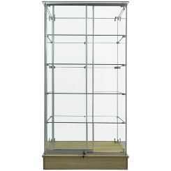 Glass Display Case with Glass Shelves, Natural - 36"L x 17.7"W x 71.9"H